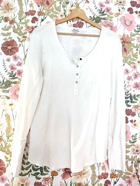 Splendid Cream Long-Sleeve Henley Top